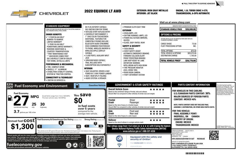 used 2022 Chevrolet Equinox car, priced at $17,393