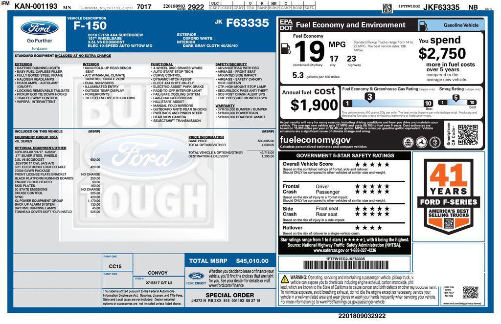 used 2018 Ford F-150 car, priced at $25,993