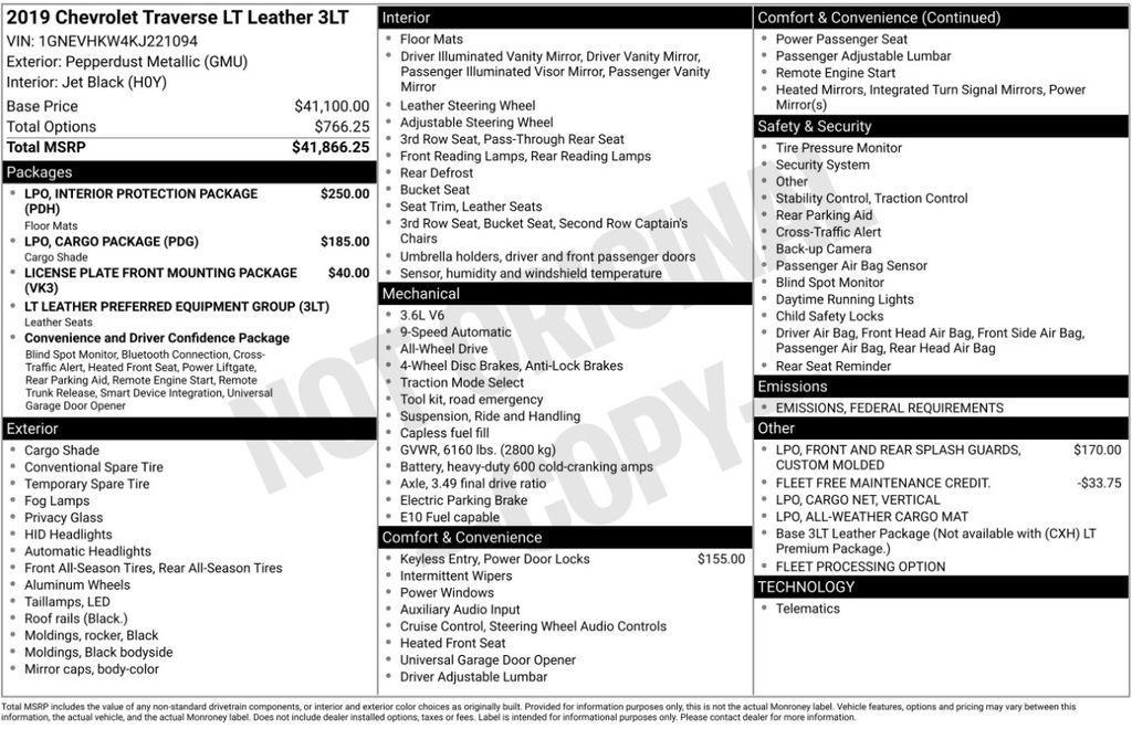 used 2019 Chevrolet Traverse car, priced at $20,293