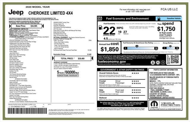 used 2020 Jeep Cherokee car, priced at $21,699