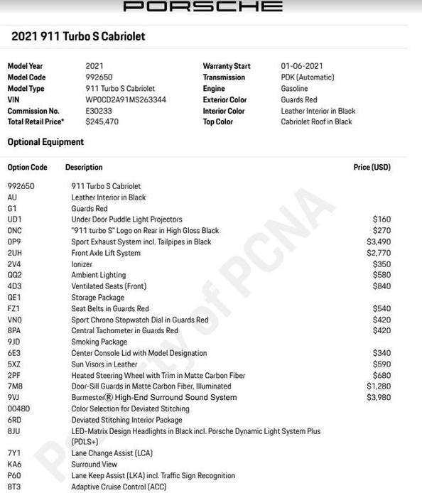 used 2021 Porsche 911 car, priced at $217,792