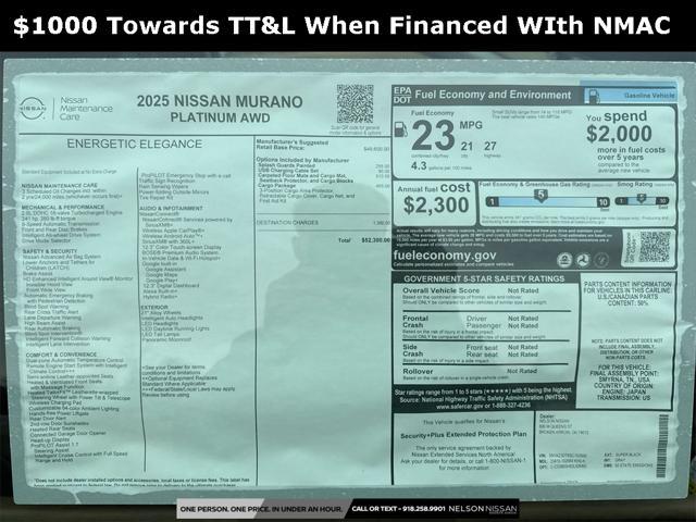 new 2025 Nissan Murano car, priced at $46,963