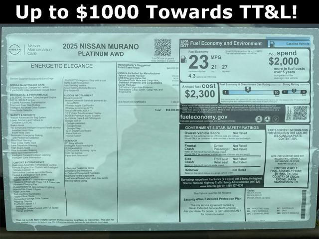 new 2025 Nissan Murano car, priced at $46,963