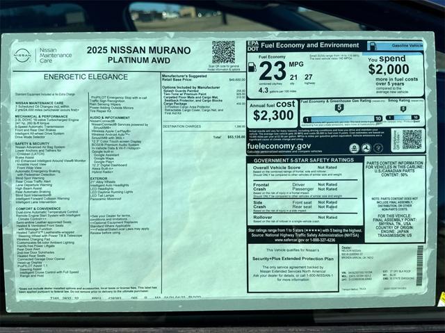 new 2025 Nissan Murano car, priced at $51,885