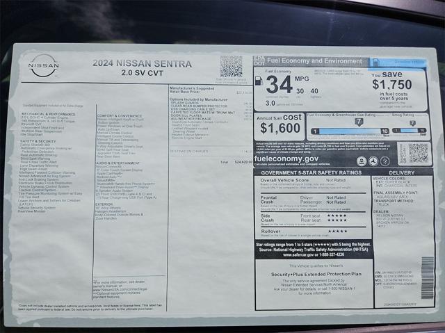 new 2024 Nissan Sentra car, priced at $22,579