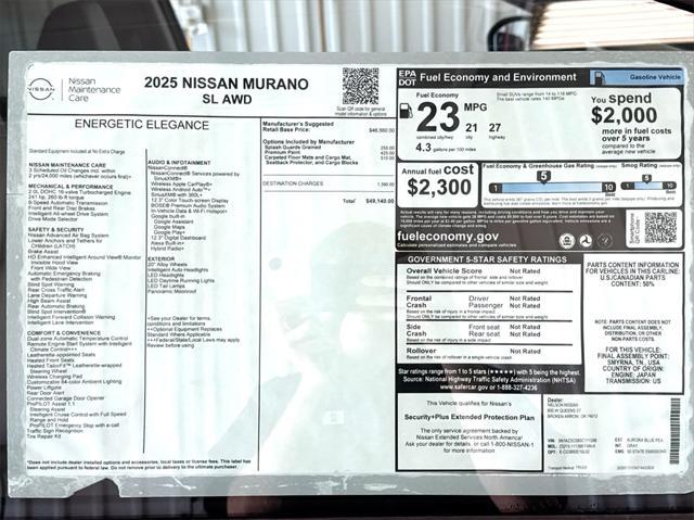 new 2025 Nissan Murano car, priced at $47,490