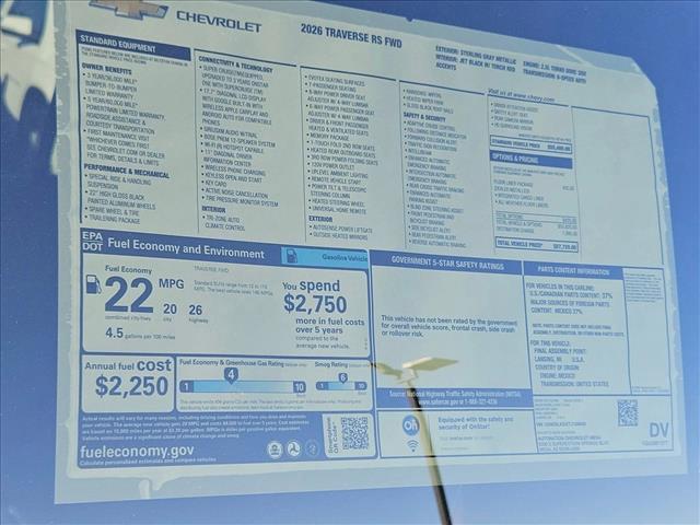 new 2026 Chevrolet Traverse car, priced at $56,250