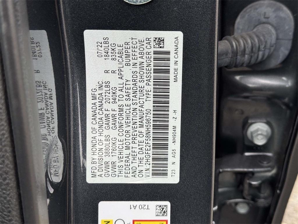 used 2022 Honda Civic car, priced at $20,986