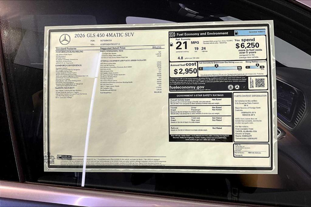 new 2026 Mercedes-Benz GLS 450 car, priced at $98,185