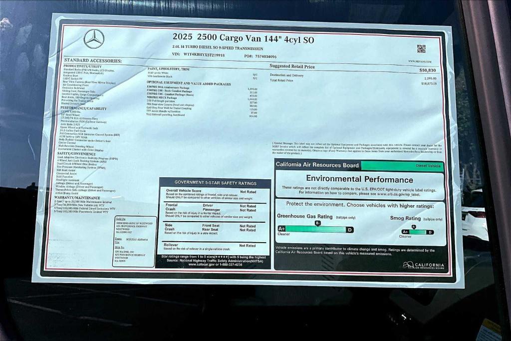 new 2025 Mercedes-Benz Sprinter 2500 car, priced at $58,873