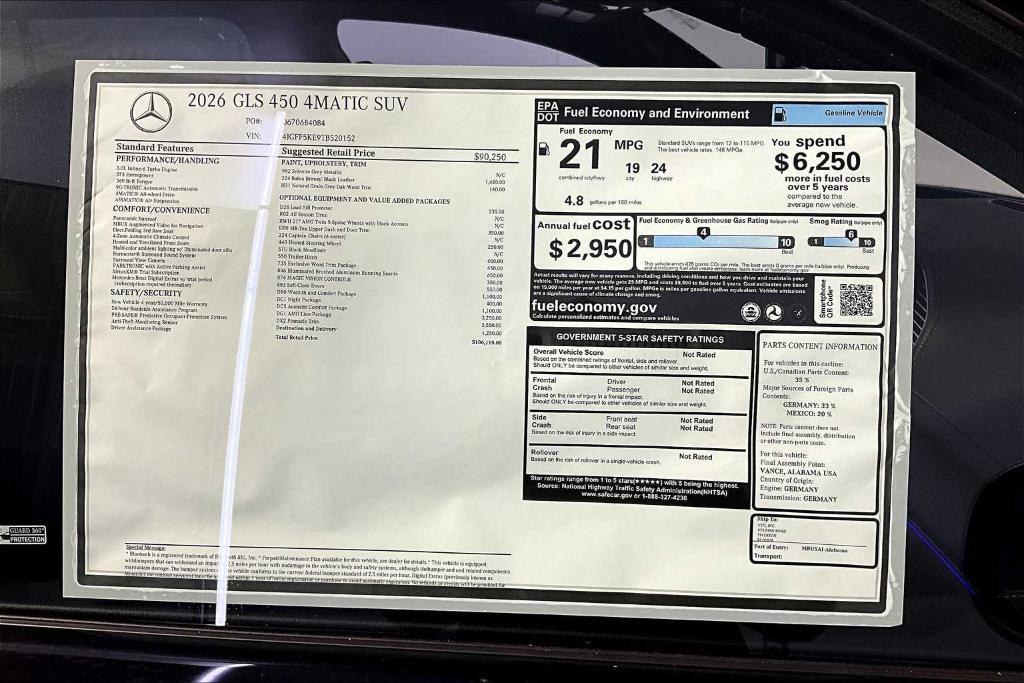 new 2026 Mercedes-Benz GLS 450 car, priced at $106,115