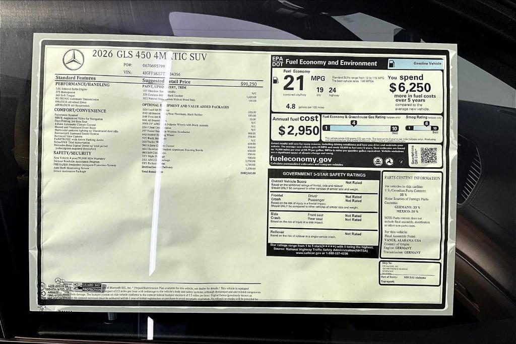 new 2026 Mercedes-Benz GLS 450 car, priced at $102,265
