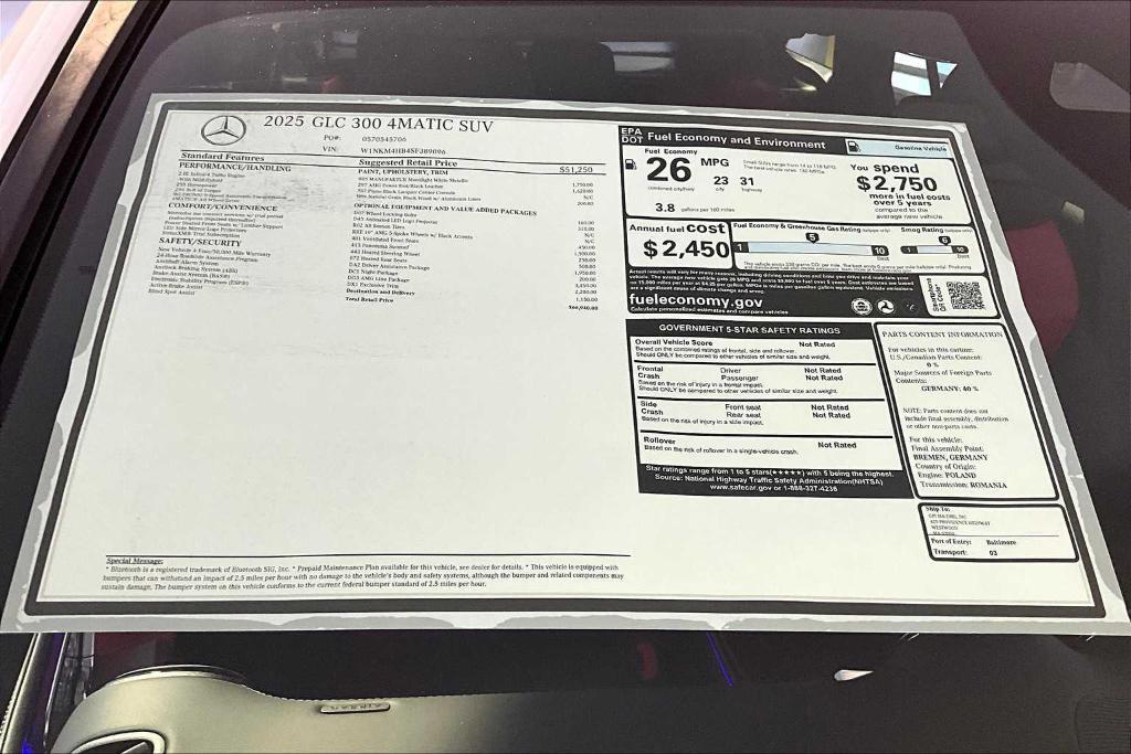 new 2025 Mercedes-Benz GLC 300 car, priced at $66,940