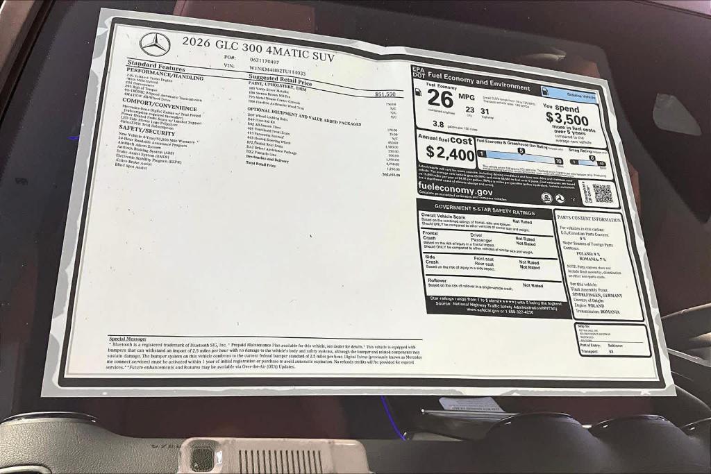 new 2026 Mercedes-Benz GLC 300 car, priced at $62,655