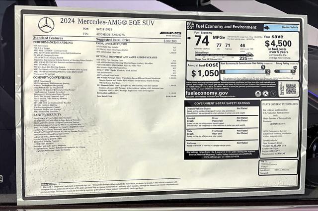 new 2024 Mercedes-Benz AMG EQE car, priced at $118,150