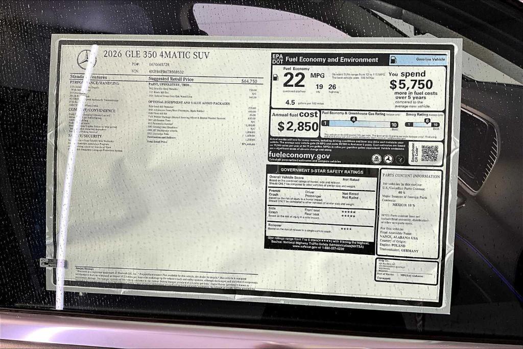 new 2026 Mercedes-Benz GLE 350 car, priced at $71,465