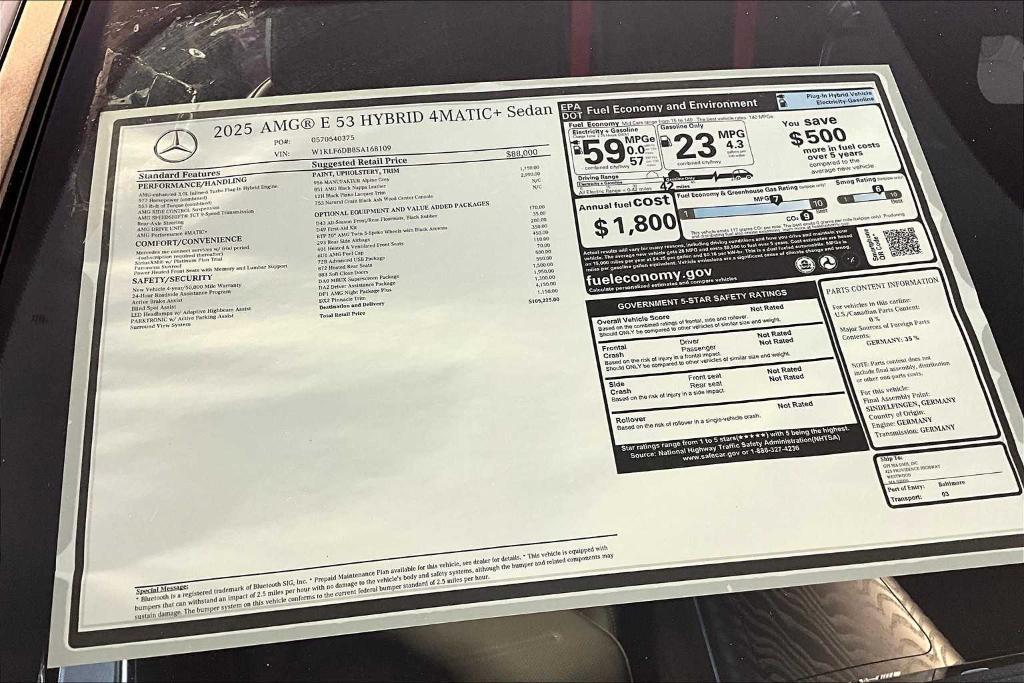 new 2025 Mercedes-Benz AMG E 53 car, priced at $105,225