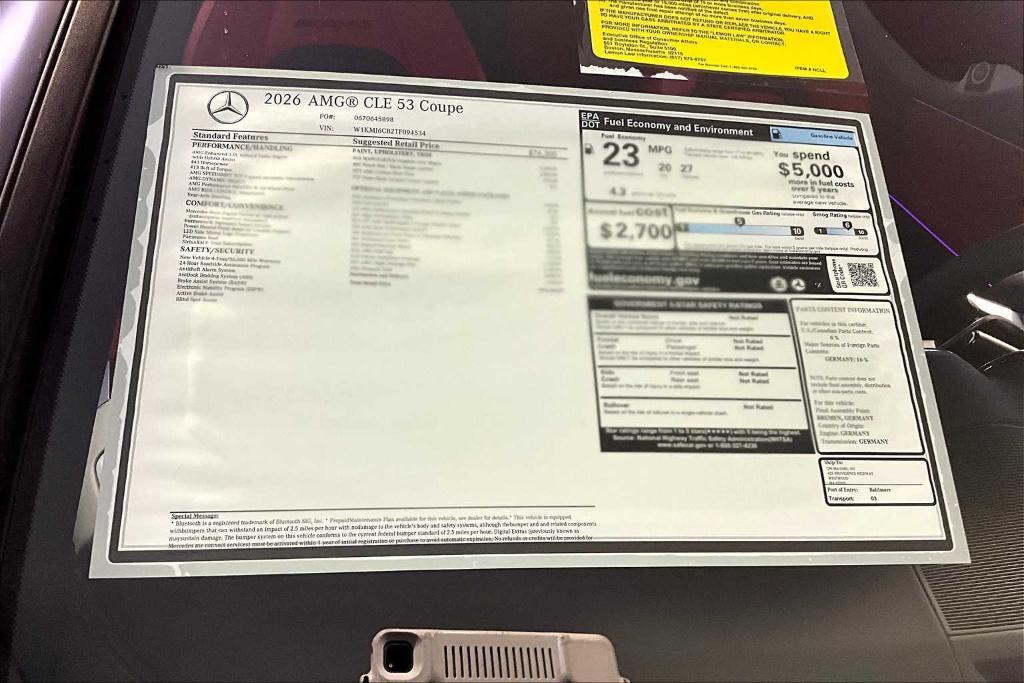 new 2026 Mercedes-Benz AMG CLE 53 car, priced at $93,345