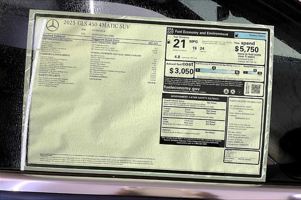 new 2025 Mercedes-Benz GLS 450 car, priced at $98,580