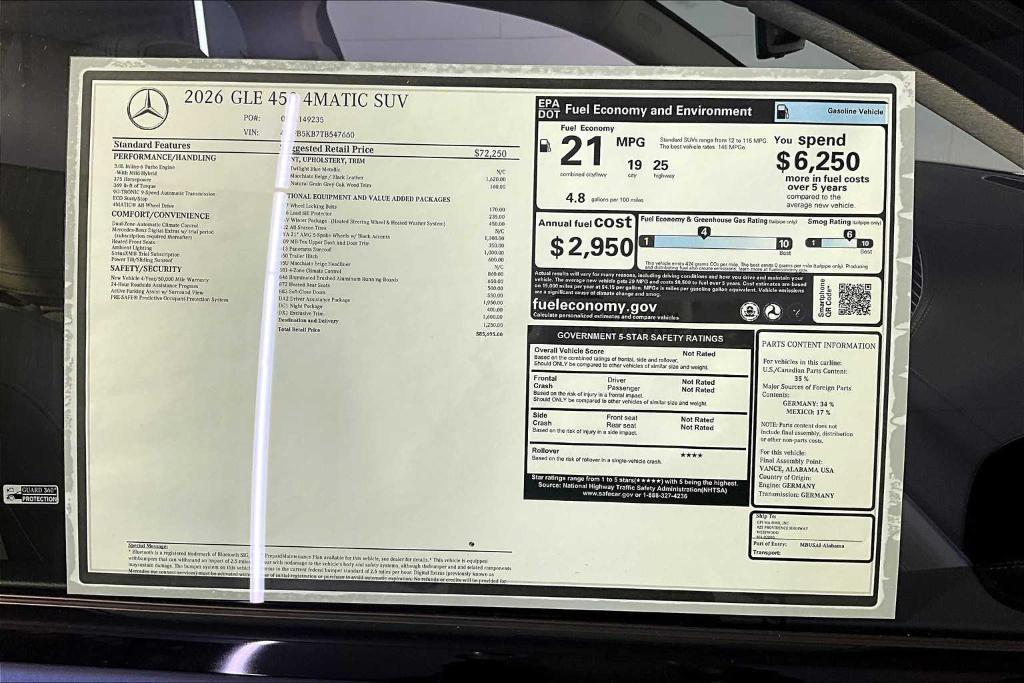 new 2026 Mercedes-Benz GLE 450 car, priced at $85,695
