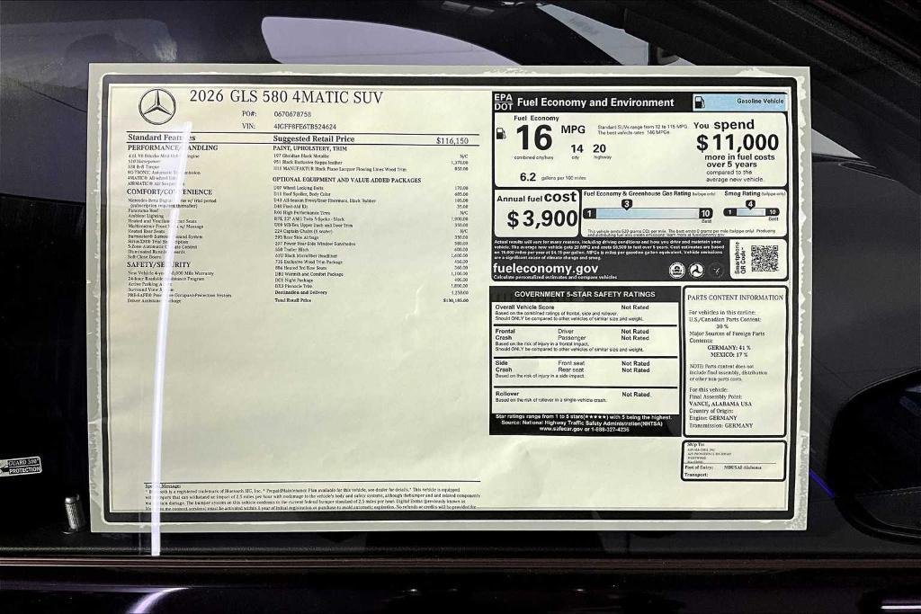 new 2026 Mercedes-Benz GLS 580 car, priced at $130,185