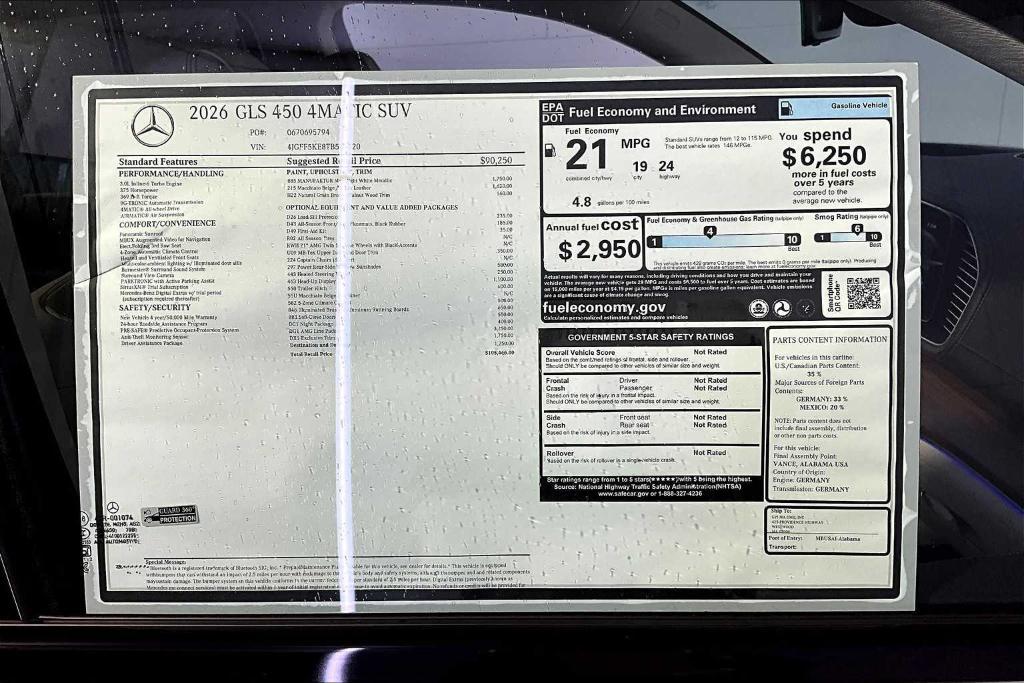 new 2026 Mercedes-Benz GLS 450 car, priced at $105,465