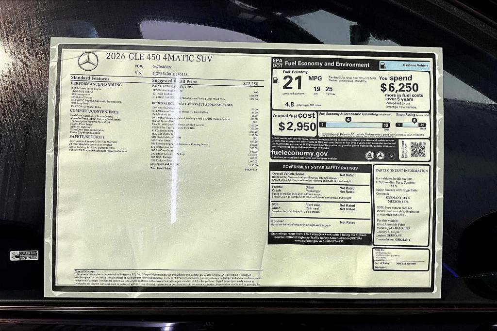 new 2026 Mercedes-Benz GLE 450 car, priced at $86,610