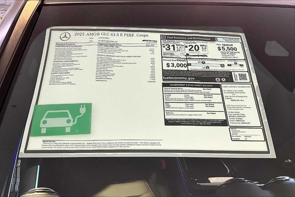 new 2025 Mercedes-Benz AMG GLC 63 car, priced at $108,815