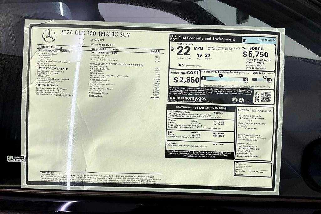 new 2026 Mercedes-Benz GLE 350 car, priced at $75,750