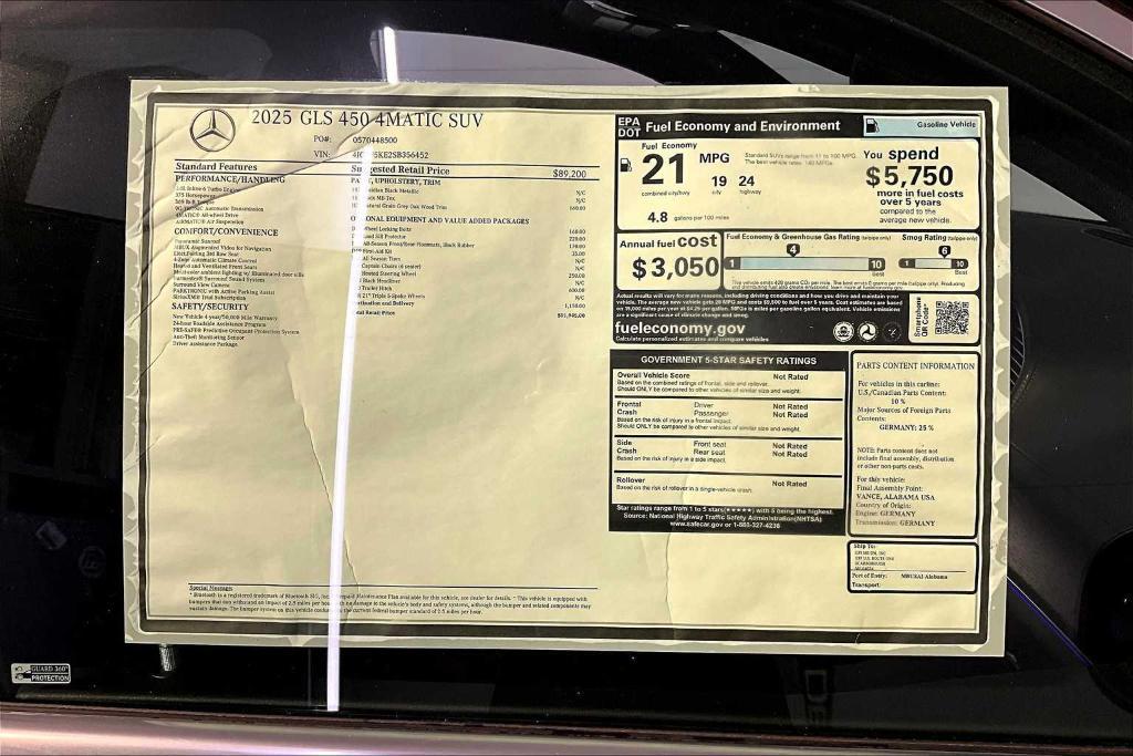 new 2025 Mercedes-Benz GLS 450 car, priced at $91,945