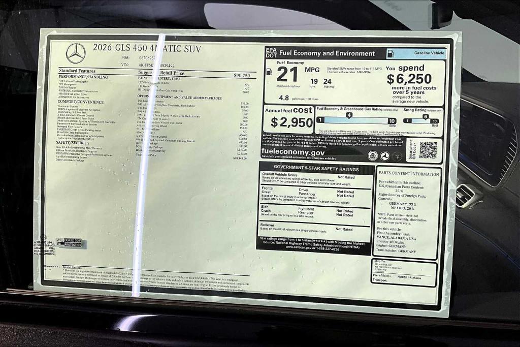 new 2026 Mercedes-Benz GLS 450 car, priced at $98,345