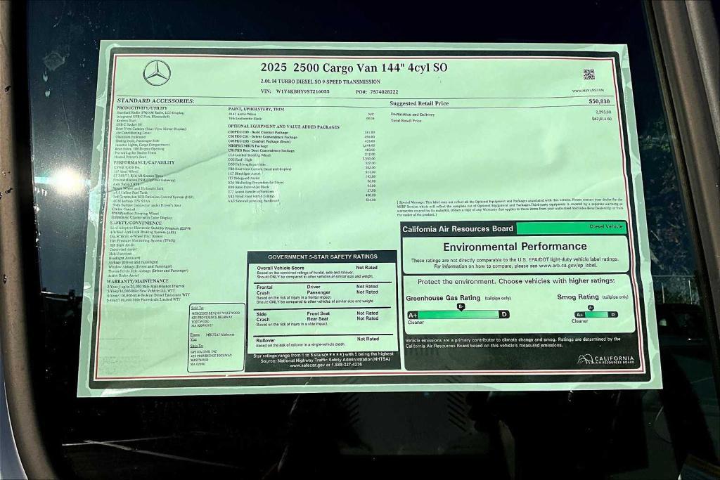 new 2025 Mercedes-Benz Sprinter 2500 car, priced at $62,814