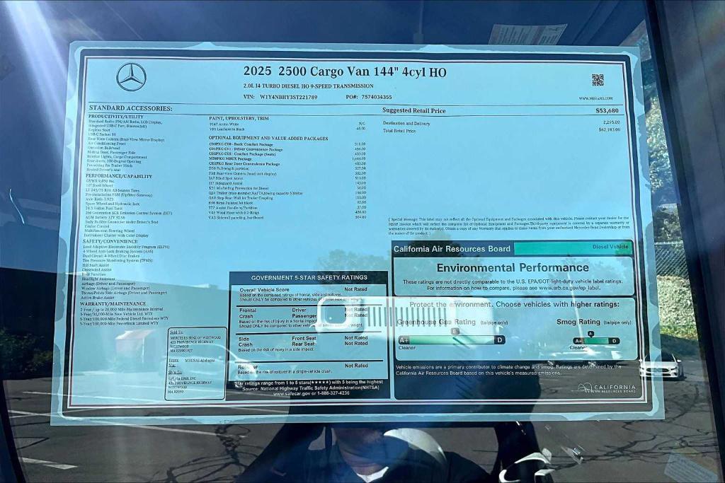 new 2025 Mercedes-Benz Sprinter 2500 car, priced at $62,183