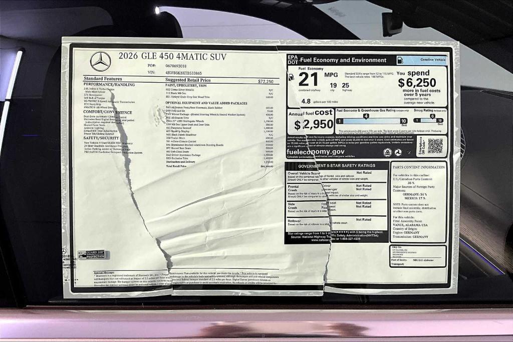new 2026 Mercedes-Benz GLE 450 car, priced at $84,590