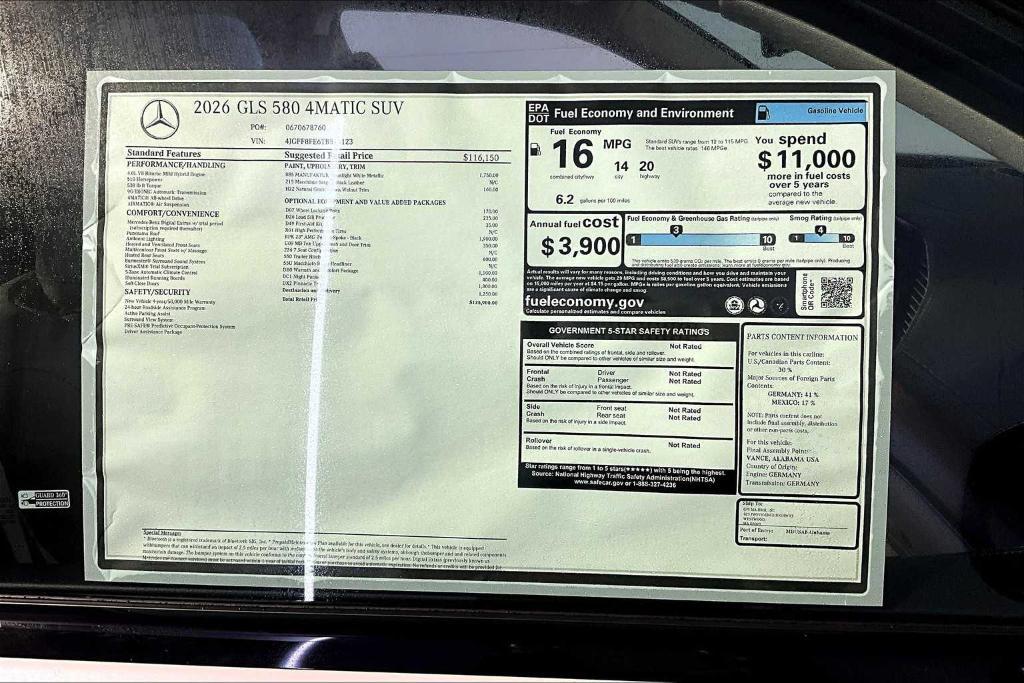 new 2026 Mercedes-Benz GLS 580 car, priced at $125,900
