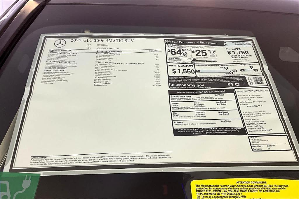 new 2025 Mercedes-Benz GLC 350e car, priced at $71,770