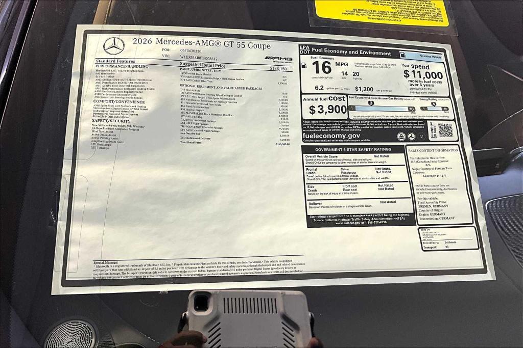 new 2026 Mercedes-Benz AMG GT 55 car, priced at $166,345