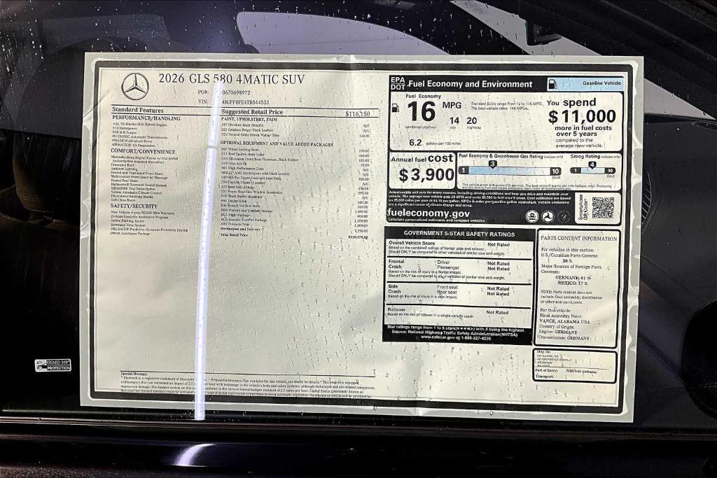 new 2026 Mercedes-Benz GLS 580 car, priced at $125,275
