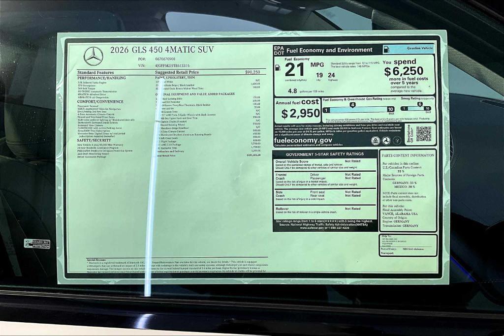new 2026 Mercedes-Benz GLS 450 car, priced at $101,605