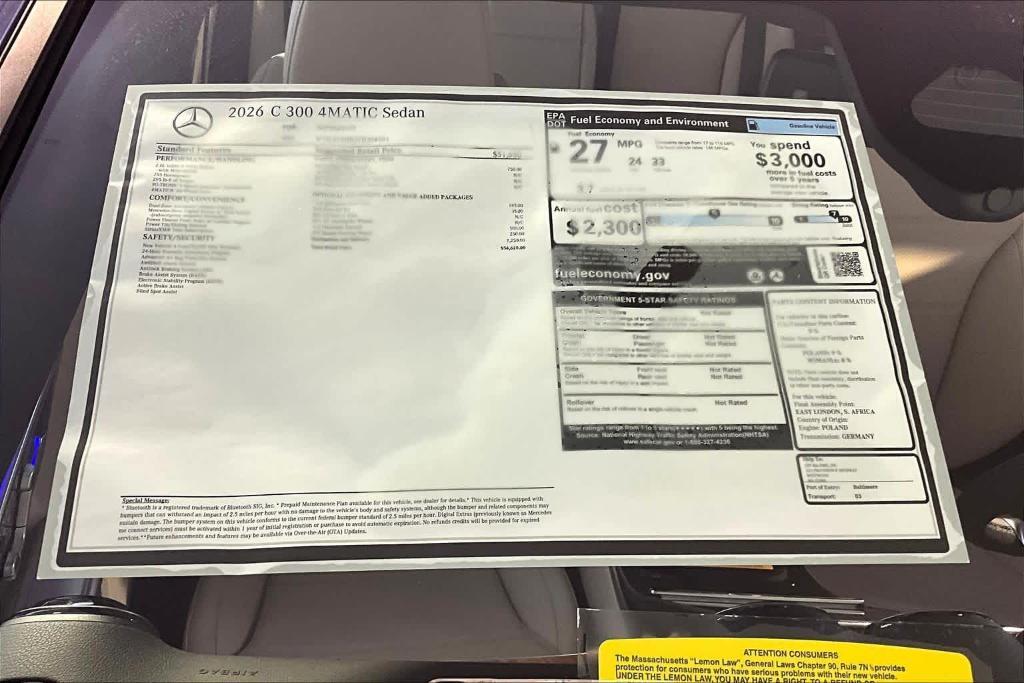 new 2026 Mercedes-Benz C-Class car, priced at $54,620