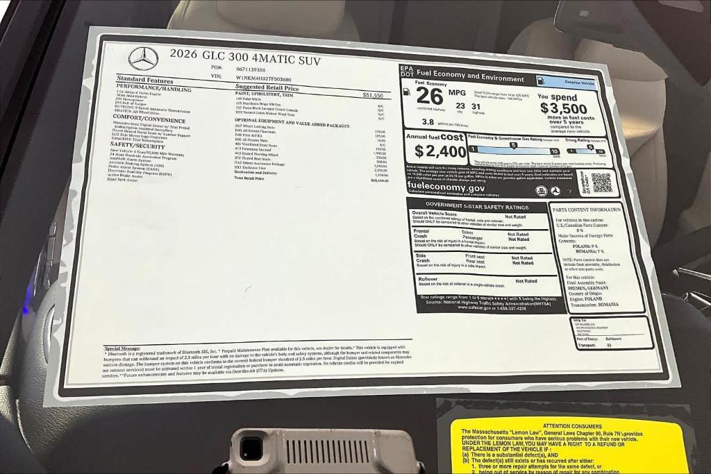 new 2026 Mercedes-Benz GLC 300 car, priced at $60,190