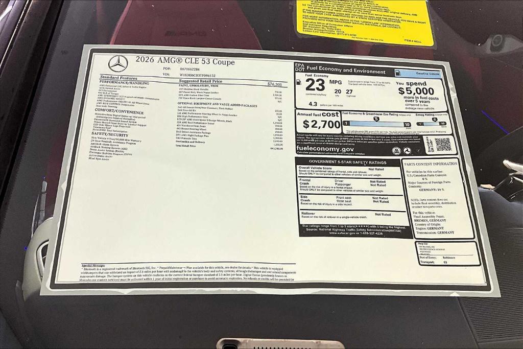 new 2026 Mercedes-Benz AMG CLE 53 car, priced at $89,785