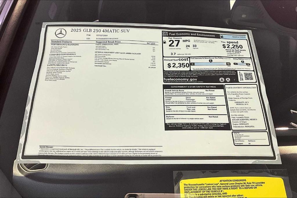 new 2025 Mercedes-Benz GLB 250 car, priced at $51,095