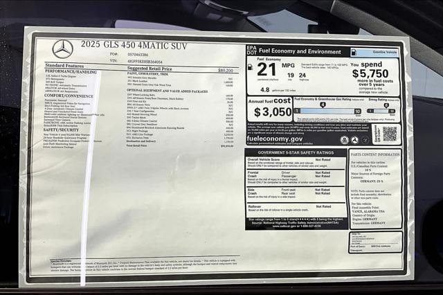 new 2025 Mercedes-Benz GLS 450 car, priced at $99,895