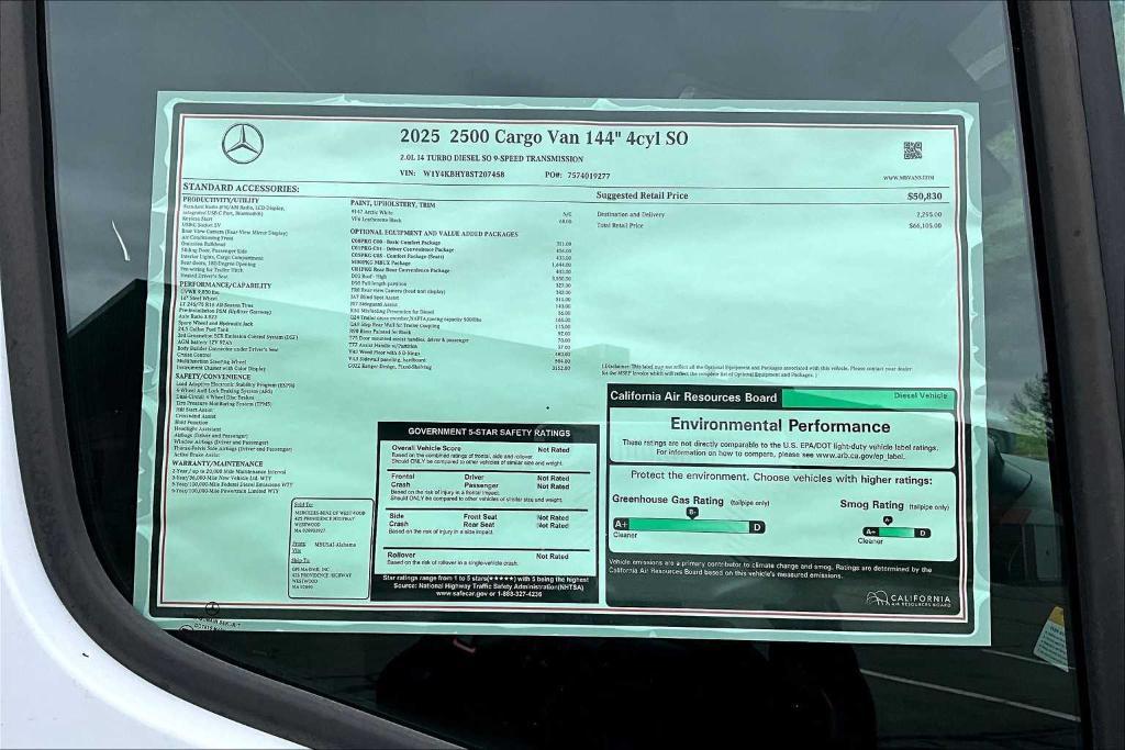 new 2025 Mercedes-Benz Sprinter 2500 car, priced at $66,105