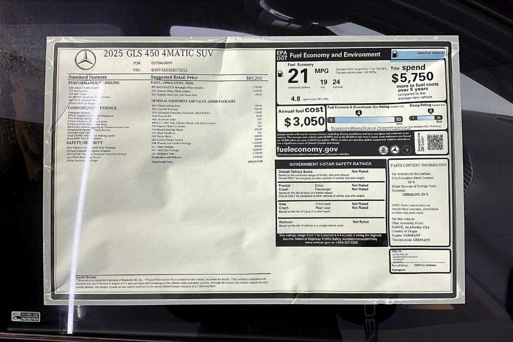 new 2025 Mercedes-Benz GLS 450 car, priced at $102,315