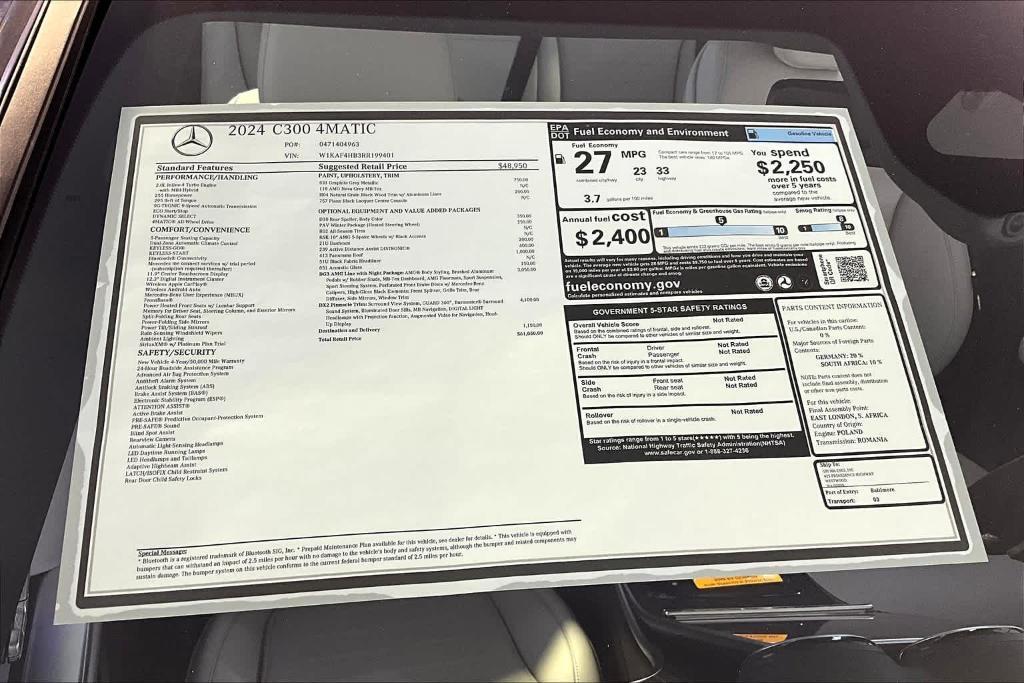 new 2024 Mercedes-Benz C-Class car, priced at $61,050