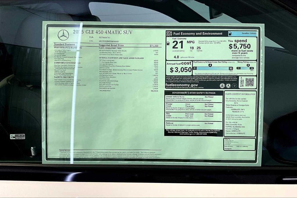 new 2025 Mercedes-Benz GLE 450 car, priced at $84,530
