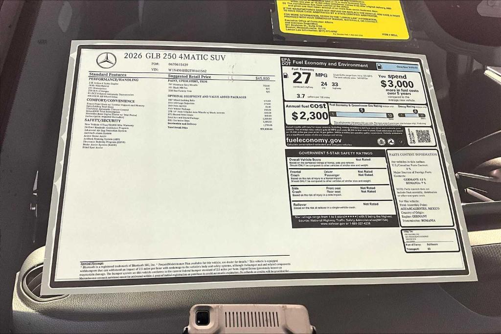 new 2026 Mercedes-Benz GLB 250 car, priced at $52,830