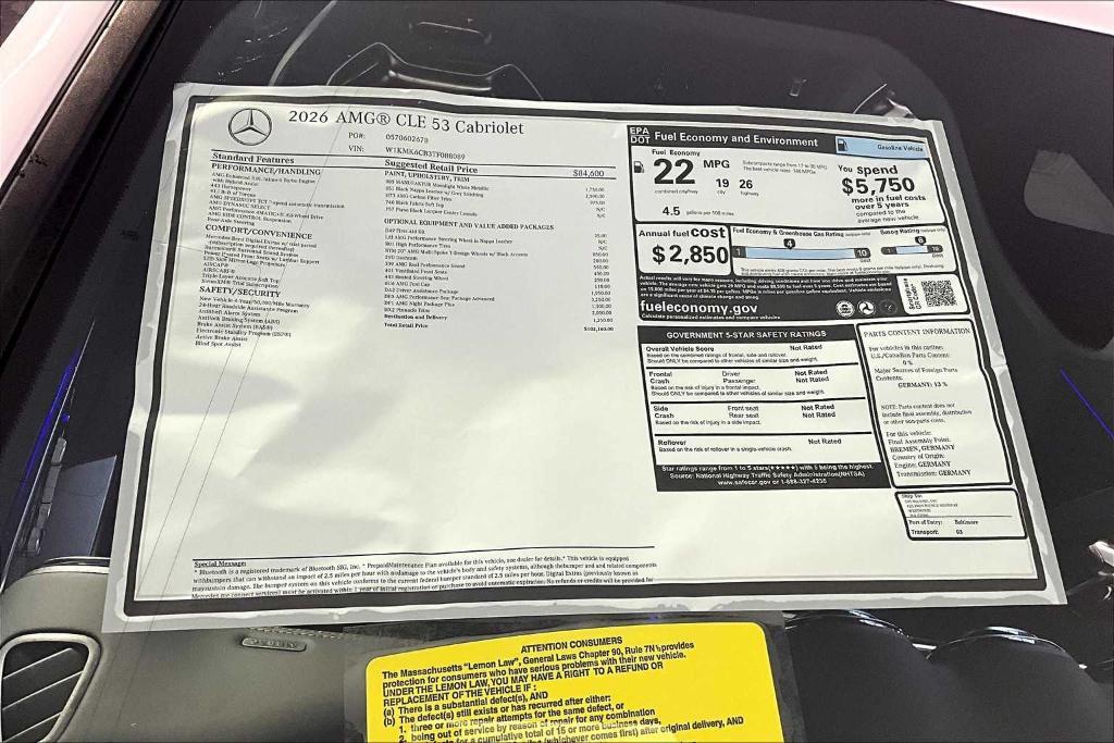 new 2026 Mercedes-Benz AMG CLE 53 car, priced at $102,160
